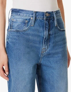 FRAME Bermuda Raw-hem High-rise Denim Shorts -Selfridges Store R04146410 DELAMO ALT04