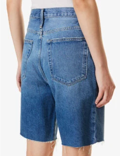 FRAME Bermuda Raw-hem High-rise Denim Shorts -Selfridges Store R04146410 DELAMO ALT05