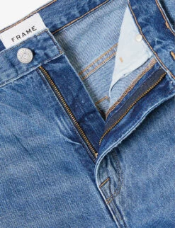 FRAME Bermuda Raw-hem High-rise Denim Shorts -Selfridges Store R04146410 DELAMO ALT06