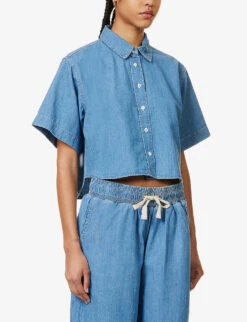 FRAME Faded-wash Boxy-fit Cotton And Linen-blend Shirt -Selfridges Store R04146434 ENCORE ALT02