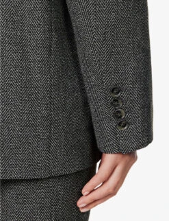 Menaggio Padded-shoulder Woven Blazer -Selfridges Store R04147067 GREY ALT05
