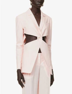 Coperni Cut-out Padded-shoulder Stretch-wool Blazer -Selfridges Store R04147551 BLUSHBLUSH ALT02