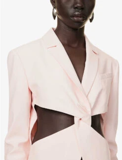 Coperni Cut-out Padded-shoulder Stretch-wool Blazer -Selfridges Store R04147551 BLUSHBLUSH ALT04