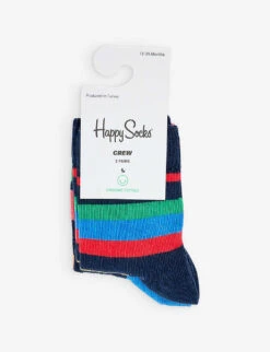 Happy Socks Graphic-print Pack Of Two Stretch-organic Cotton Blend Socks 12-24 Months