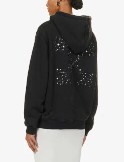 Bling Rhinestone-embellished Cotton Hoody -Selfridges Store R04148950 BLACKWHITE ALT03
