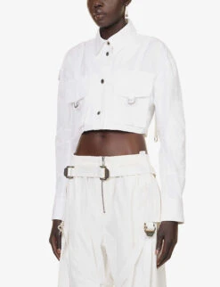 Cropped Patch-pocket Cotton Shirt 7 Cropped Patch-pocket Cotton Shirt -Selfridges Store R04148952 WHITEWHIT ALT02