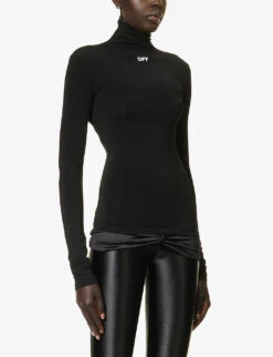 Stamp Logo-print Stretch-jersey Top -Selfridges Store R04149014 BLACKWHIT ALT02