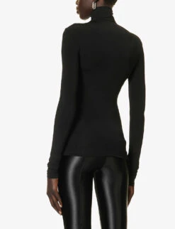 Stamp Logo-print Stretch-jersey Top -Selfridges Store R04149014 BLACKWHIT ALT03