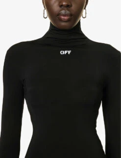 Stamp Logo-print Stretch-jersey Top -Selfridges Store R04149014 BLACKWHIT ALT04