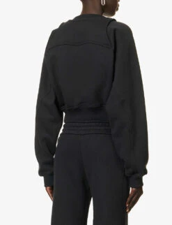 Stamp Cropped Cotton-jersey Sweatshirt -Selfridges Store R04149016 BLACKWHIT ALT03