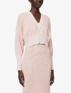 Cupro V-neck Recycled Polyester-knitted Cardigan 7 Cupro V-neck Recycled Polyester-knitted Cardigan -Selfridges Store R04149913 LIGHTPINK ALT02