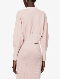 Cupro V-neck Recycled Polyester-knitted Cardigan 8 Cupro V-neck Recycled Polyester-knitted Cardigan -Selfridges Store R04149913 LIGHTPINK ALT03