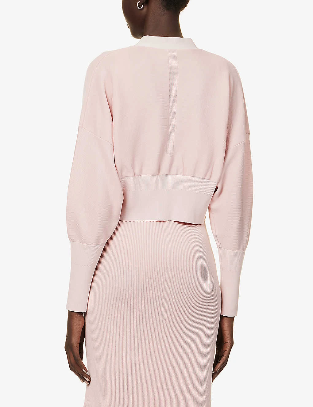 Cupro V-neck Recycled Polyester-knitted Cardigan 4 Cupro V-neck Recycled Polyester-knitted Cardigan - Image 4