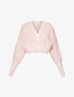 Cupro V-neck Recycled Polyester-knitted Cardigan