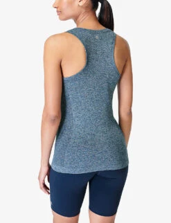 Sweaty Betty Athlete Seamless Workout Marl-pattern Stretch-jersey Tank Top -Selfridges Store R04150373 COLOSSALBLUE ALT03