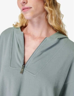 Sweaty Betty Enlighten Stretch Cotton-blend Fleece Hoody -Selfridges Store R04150385 MISTBLUE ALT04