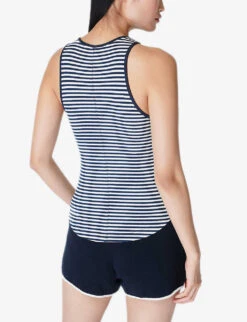 Sweaty Betty Harper Striped Rib Stretch-modal Top -Selfridges Store R04150390 NAVYWHITESTRIPE ALT03