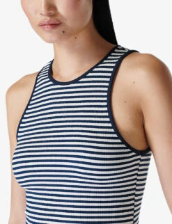 Sweaty Betty Harper Striped Rib Stretch-modal Top -Selfridges Store R04150390 NAVYWHITESTRIPE ALT04