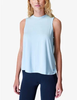 Sweaty Betty Draped-back Relaxed-fit Stretch-jersey Tank Top 7 Sweaty Betty Draped-back Relaxed-fit Stretch-jersey Tank Top -Selfridges Store R04150494 ICEBLUE ALT02