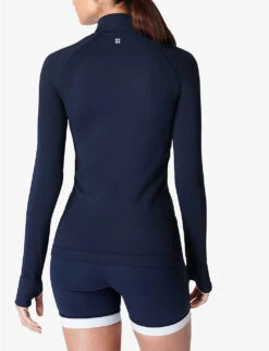 Sweaty Betty Athlete Seamless Zip-up Stretch-woven Top -Selfridges Store R04150504 NAVYBLUE ALT03