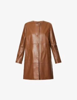 Weekend Max Mara Maia Round-neck Leather Coat