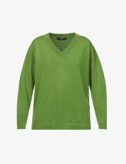 Weekend Max Mara Martina V-neck Silk And Cotton-blend Jumper
