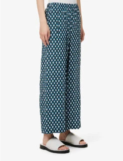 Weekend Max Mara Eusebio Patterned Wide-leg Mid-rise Woven Trousers -Selfridges Store R04151205 OIL ALT02