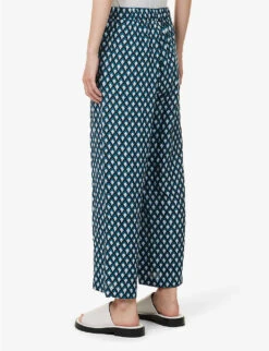 Weekend Max Mara Eusebio Patterned Wide-leg Mid-rise Woven Trousers -Selfridges Store R04151205 OIL ALT03