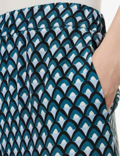 Weekend Max Mara Eusebio Patterned Wide-leg Mid-rise Woven Trousers -Selfridges Store R04151205 OIL ALT04