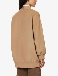 Weekend Max Mara Zelma Shawl-neck Ribbed-edge Woven Coat 8 Weekend Max Mara Zelma Shawl-neck Ribbed-edge Woven Coat -Selfridges Store R04151208 CAMEL ALT03