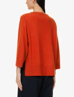 Weekend Max Mara Alce Three-quarter-length-sleeve Cashmere Jumper -Selfridges Store R04151230 RED ALT03
