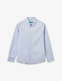Benetton Collared Long-sleeve Stretch-cotton Shirt
