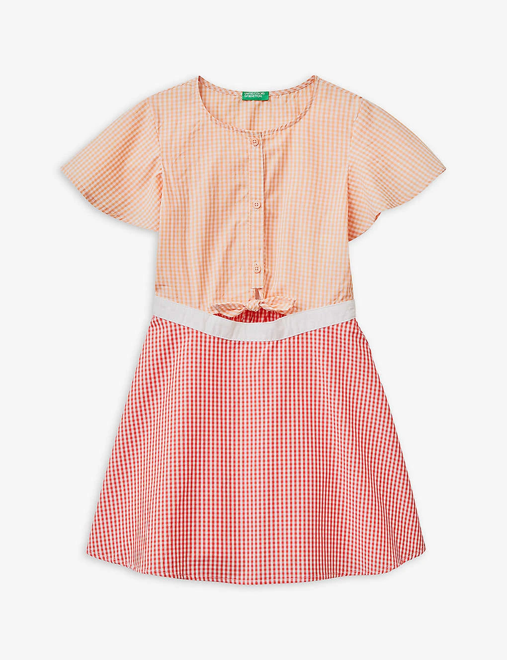 Benetton Vichy Gingham-print Elasticated-waist Cotton-poplin Dress 6-14 Years 1 Benetton Vichy Gingham-print Elasticated-waist Cotton-poplin Dress 6-14 Years