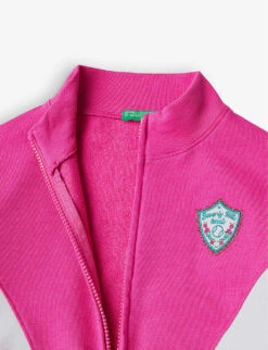 Benetton Logo-badge Colour-block Stretch-cotton Jumper