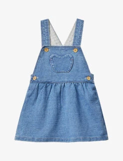 Benetton Heart-pocket A-line Stretch-denim Pinafore Dress 1-18 Months