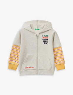 Benetton Slogan-embroidered Cotton-jersey Hoody 3-6 Years