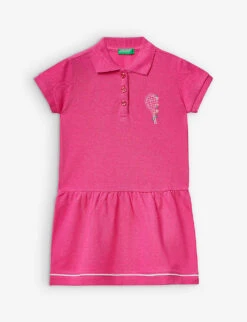 Benetton Tennis-embroidered Polo-collar Cotton-piqué Dress 1-6 Years