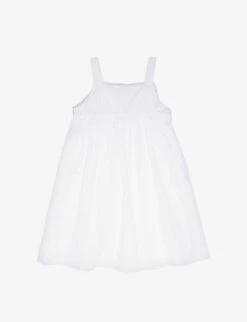 Benetton Crochet-panel Square-neck Cotton Dress 6-14 Years -Selfridges Store R04151701 WHITE ALT02