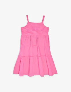 Benetton Butterfly-embroidered Square-neck Cotton Dress 1-6 Years