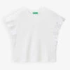 Benetton Frill-trim Cotton And Linen-blend T-shirt 6-14 Years