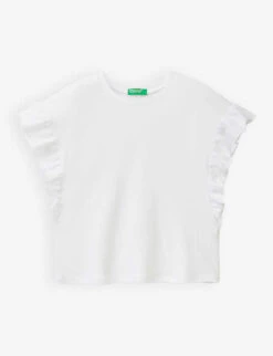 Benetton Frill-trim Cotton And Linen-blend T-shirt 6-14 Years