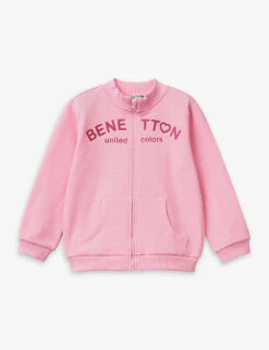 Benetton Logo-print Zip-through Organic-cotton Sweatshirt 1-6 Years