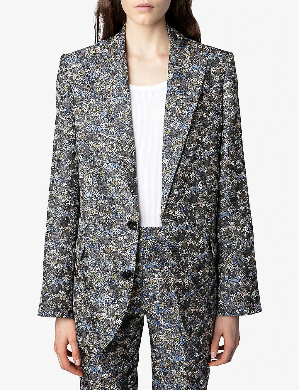Zadig & Voltaire Vegy Floral-print Jacquard Woven Blazer 3 Zadig & Voltaire Vegy Floral-print Jacquard Woven Blazer - Image 3