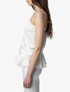 Zadig & Voltaire Tic Asymmetric-neck Satin Recycled Polyester-blend Top -Selfridges Store R04151967 JUDO ALT04