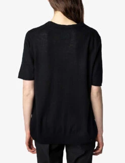 Zadig & Voltaire Ida Signature-wings Cashmere Top -Selfridges Store R04151983 NOIR ALT03