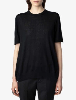 Zadig & Voltaire Ida Signature-wings Cashmere Top -Selfridges Store R04151983 NOIR ALT04