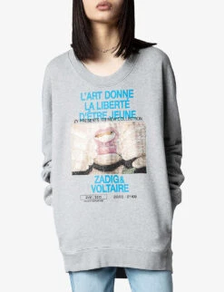 Zadig & Voltaire Freya Photoprint Cotton Sweatshirt -Selfridges Store R04151986 GRISCHINE ALT04