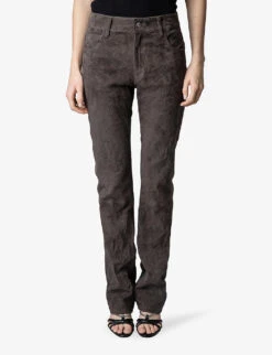 Zadig & Voltaire Priva Flared-leg Slim-fit Leather Trousers -Selfridges Store R04152001 ELEPHANT ALT02