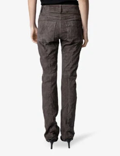 Zadig & Voltaire Priva Flared-leg Slim-fit Leather Trousers -Selfridges Store R04152001 ELEPHANT ALT03