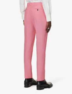 Alexander McQueen Tapered-leg Regular-fit Wool Cigarette Trousers -Selfridges Store R04152979 PINK ALT03